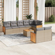 Loungeset 9-delig poly rattan beige