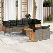 Loungeset 9-delig poly rattan grijs
