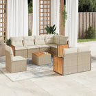 9-delige Loungeset met kussens poly rattan beige beige and cream Met tafel