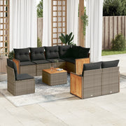 Loungeset 9-delig poly rattan grijs