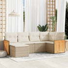 6-Delige Loungeset Met Kussens Poly Rattan Beige beige and cream Zonder tafel