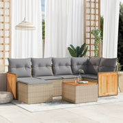 Loungeset 7-delig poly rattan beige