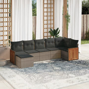 Loungeset 7-delig poly rattan grijs