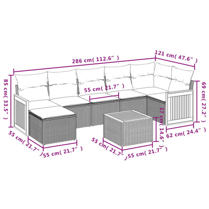 8-Delige Loungeset Met Kussens Poly Rattan Zwart