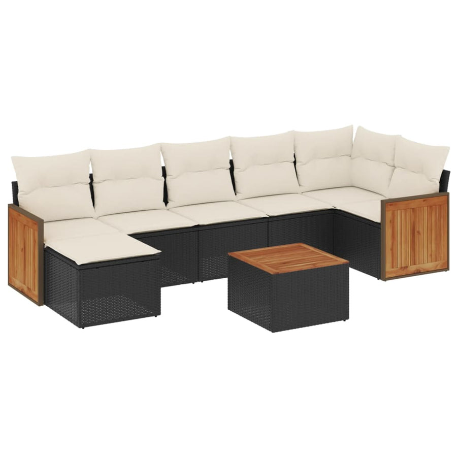 8-Delige Loungeset Met Kussens Poly Rattan Zwart