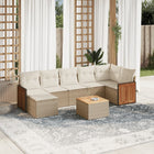 8-Delige Loungeset Met Kussens Poly Rattan Beige