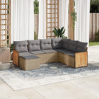 7-Delige Loungeset Met Kussens Poly Rattan Beige