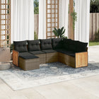 7-Delige Loungeset Met Kussens Poly Rattan Grijs