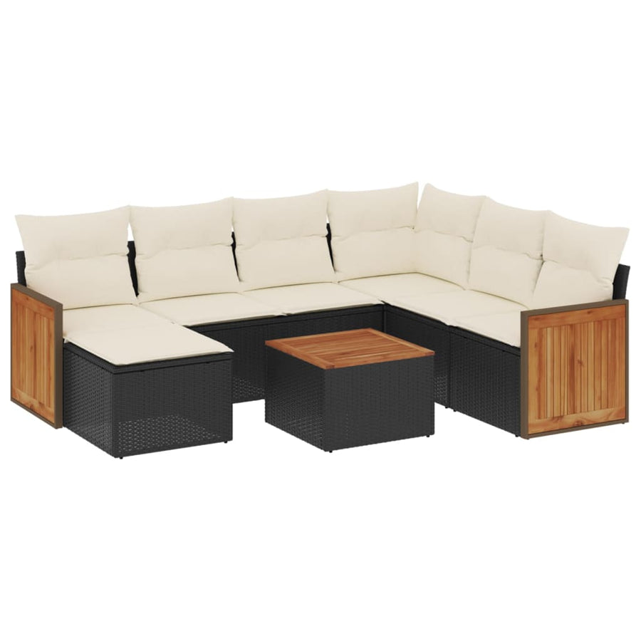 8-Delige Loungeset Met Kussens Poly Rattan Zwart