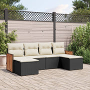 Loungeset 6-delig poly rattan zwart