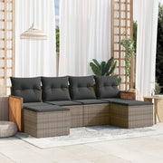Loungeset 6-delig poly rattan grijs
