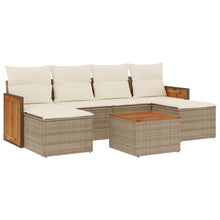 7-Delige Loungeset Met Kussens Poly Rattan Beige