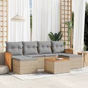 Loungeset 7-delig poly rattan beige