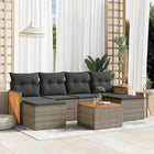 7-Delige Loungeset Met Kussens Poly Rattan Grijs