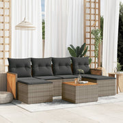 Loungeset 7-delig poly rattan grijs