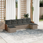 7-Delige Loungeset Met Kussens Poly Rattan Grijs