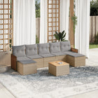 8-Delige Loungeset Met Kussens Poly Rattan Beige