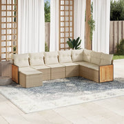 Loungeset 8-delig poly rattan beige