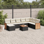 9-Delige Loungeset Met Kussens Poly Rattan Zwart