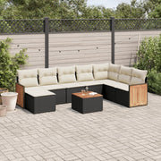 Loungeset 9-delig poly rattan zwart