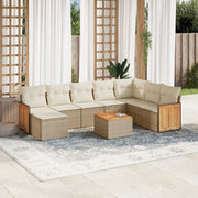 Loungeset 9-delig poly rattan beige