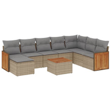 9-Delige Loungeset Met Kussens Poly Rattan Beige