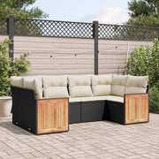 Loungeset 6-delig poly rattan zwart