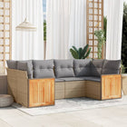 6-piece Lounge Set with cushions poly rattan beige
