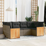 Loungeset 6-delig poly rattan grijs