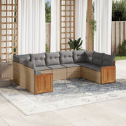 Loungeset 9-delig poly rattan beige