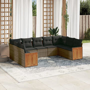 Loungeset 9-delig poly rattan grijs