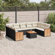 Loungeset poly rattan 10-delig zwart