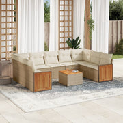 Loungeset 10-delig poly rattan beige
