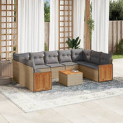 Loungeset 10-delig poly rattan beige