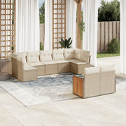 Loungeset 9-delig poly rattan beige