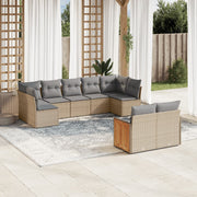 Loungeset 9-delig poly rattan beige