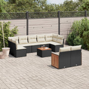 Loungeset 10-delig poly rattan zwart