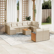 Loungeset poly rattan 10-delig beige