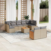 Loungeset 10-delig poly rattan beige