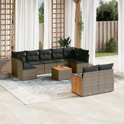 Loungeset poly rattan 10-delig grijs