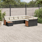 10-Delige Loungeset Met Kussens Poly Rattan Zwart