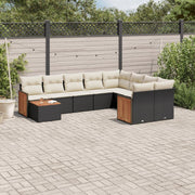 Loungeset 10-delig poly rattan zwart