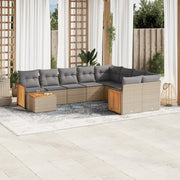 Loungeset 10-delig poly rattan beige