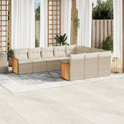 Loungeset poly rattan 10-delig beige