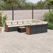Loungeset 11-delig poly rattan zwart