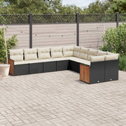 Loungeset poly rattan 10-delig zwart