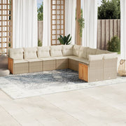 Loungeset 10-delig poly rattan beige