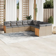 Loungeset 10-delig poly rattan beige