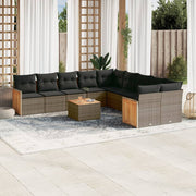 Loungeset 11-delig poly rattan grijs