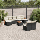 10-Delige Loungeset Met Kussens Poly Rattan Zwart